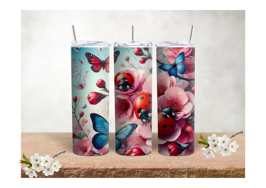 Butterflies & Ladybugs Garden – 20oz Stainless Steel Insulated Tumbler 🍒