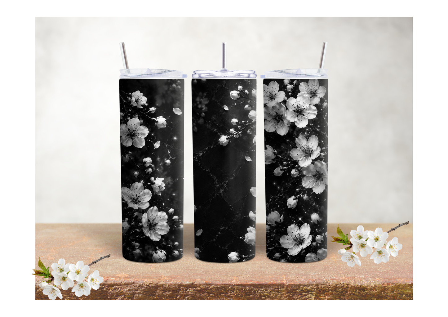 Midnight Cherry Blossom Noir – 20oz Stainless Steel Insulated Tumbler 🍒