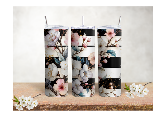 Modern Blossom Stripe – 20oz Stainless Steel Insulated Tumbler 🍒