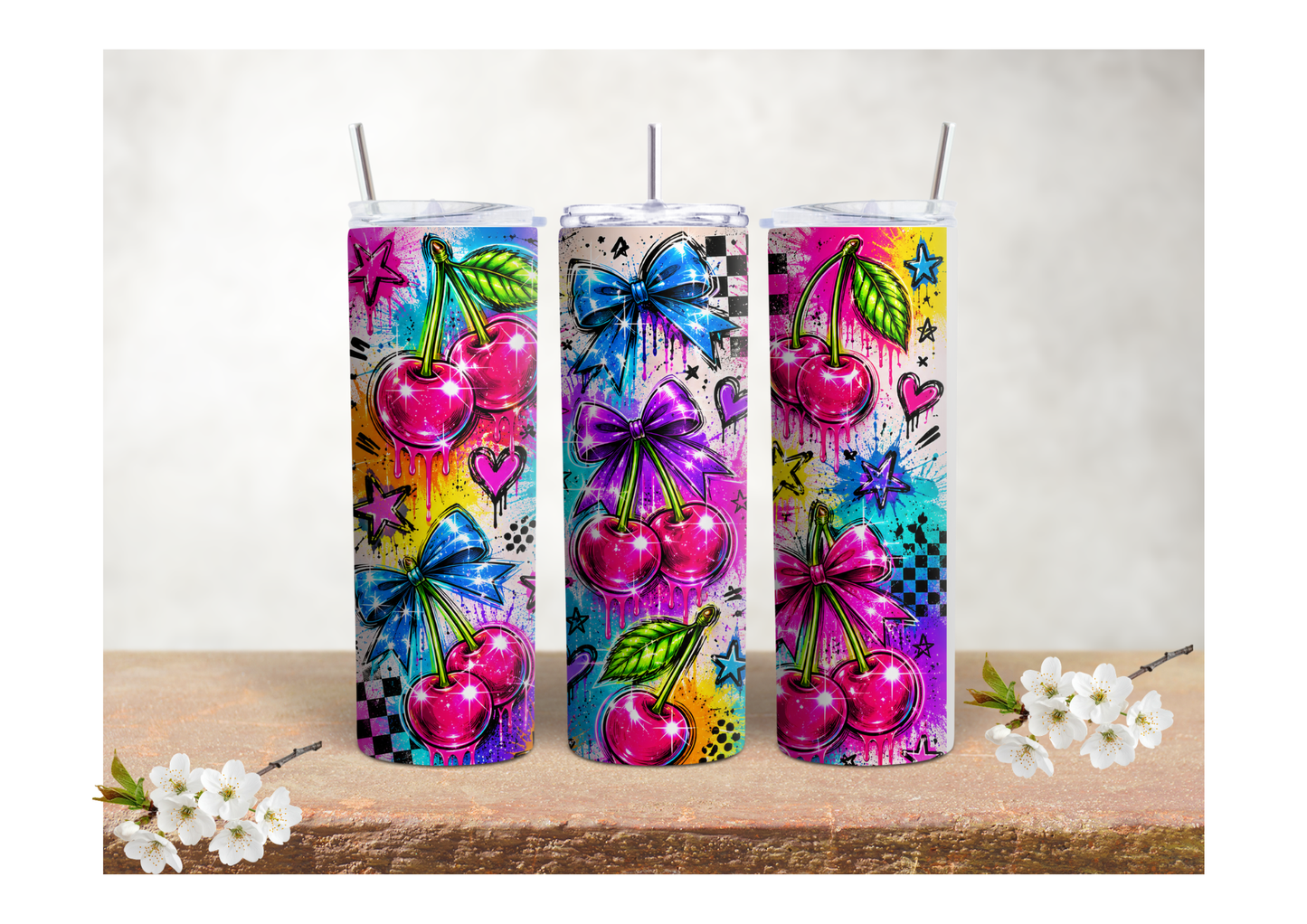 Neon Cherry Pop – 20oz Stainless Steel Insulated Tumbler 🍒
