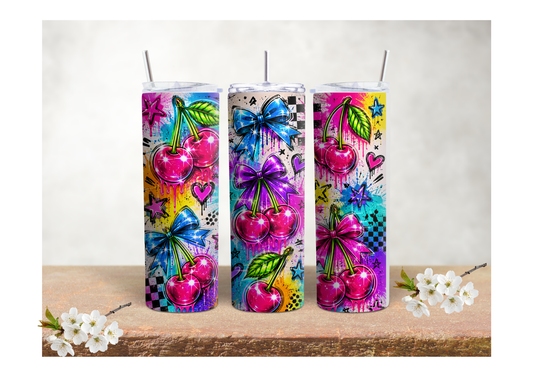 Neon Cherry Pop – 20oz Stainless Steel Insulated Tumbler 🍒