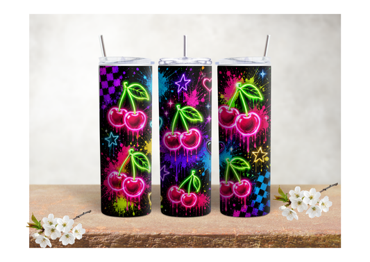 Electric Neon Cherries – 20oz Stainless Steel Insulated Tumbler 🍒