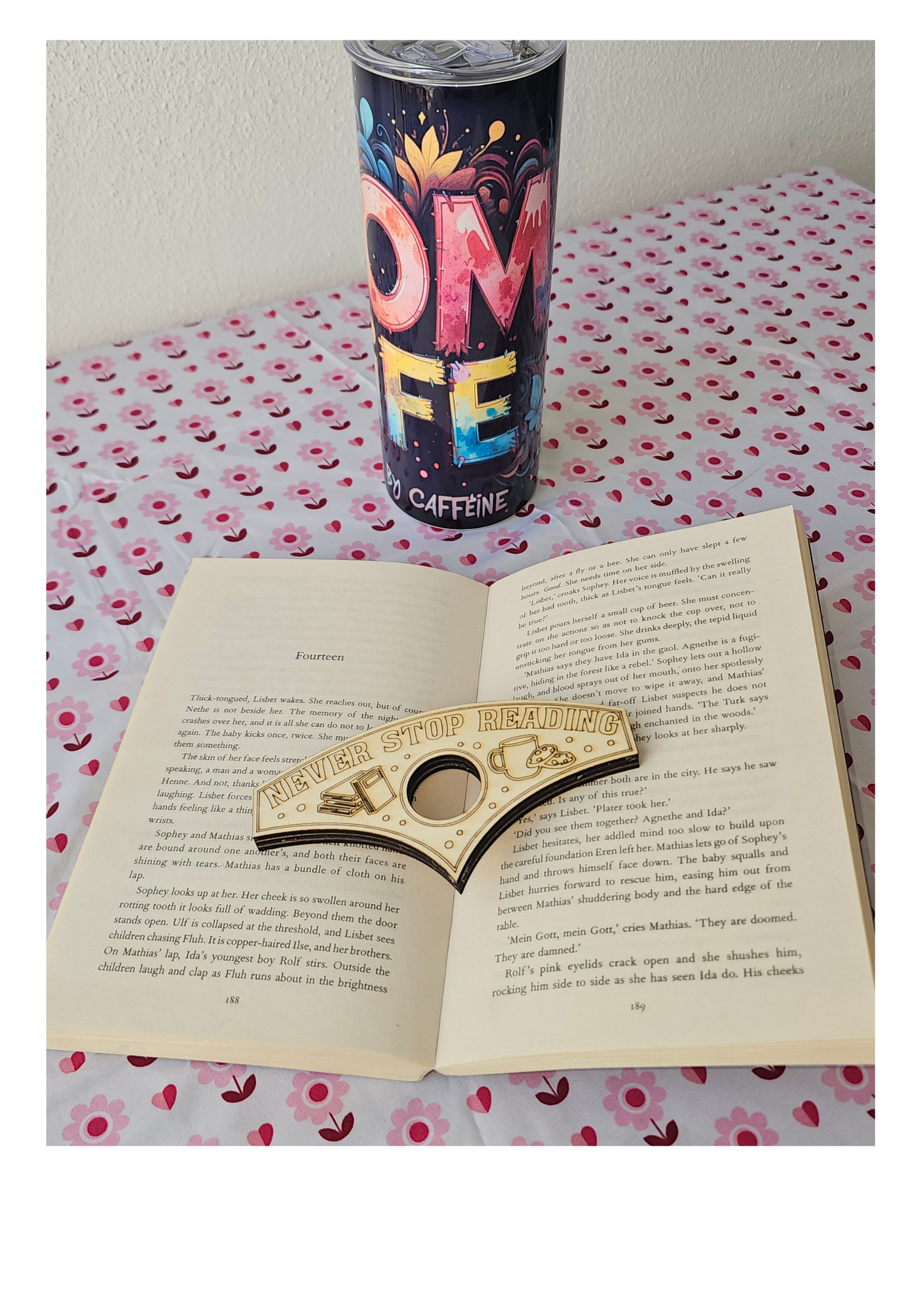 Never Stop Reading Book Buddy – Wooden Page Holder for Comfortable Reading