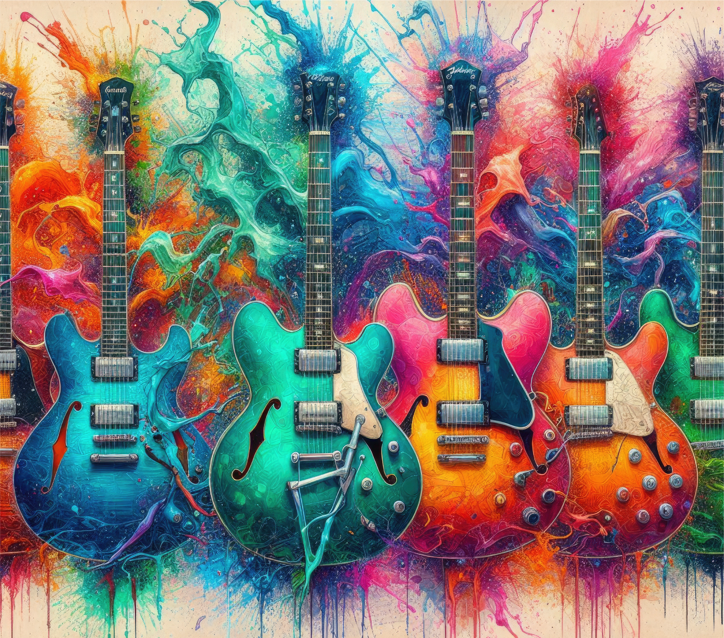 Electric Guitar Color Splash  – 20oz Stainless Steel Insulated Tumbler