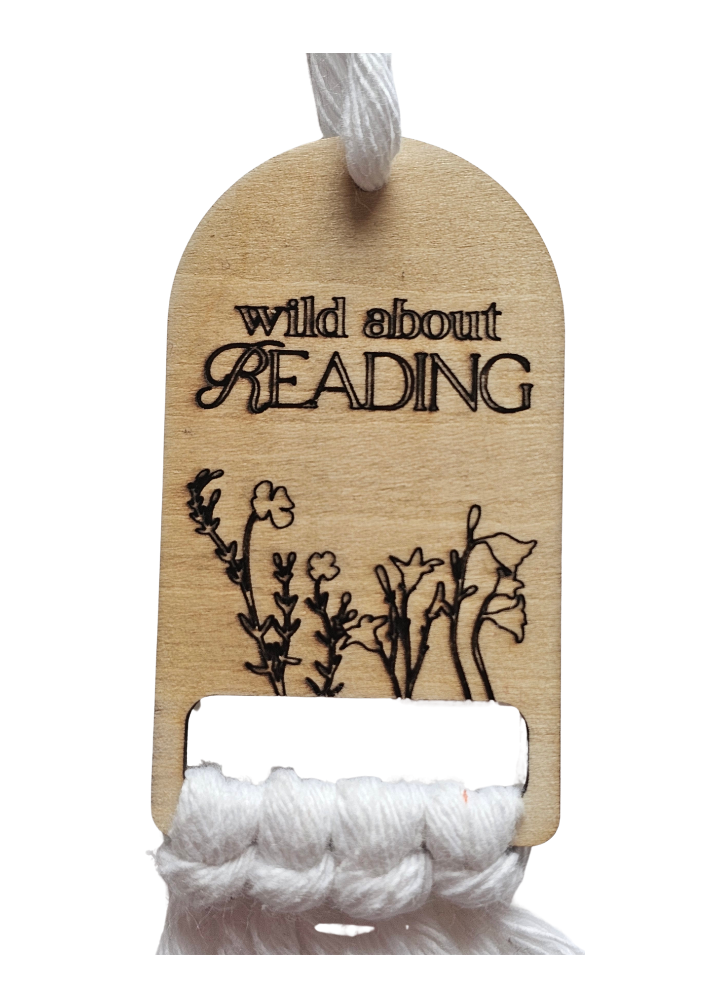 Wild About Reading - Macramé Wooden Bookmark