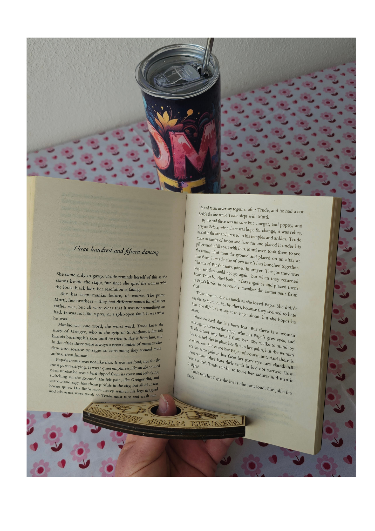 Never Stop Reading Book Buddy – Wooden Page Holder for Comfortable Reading