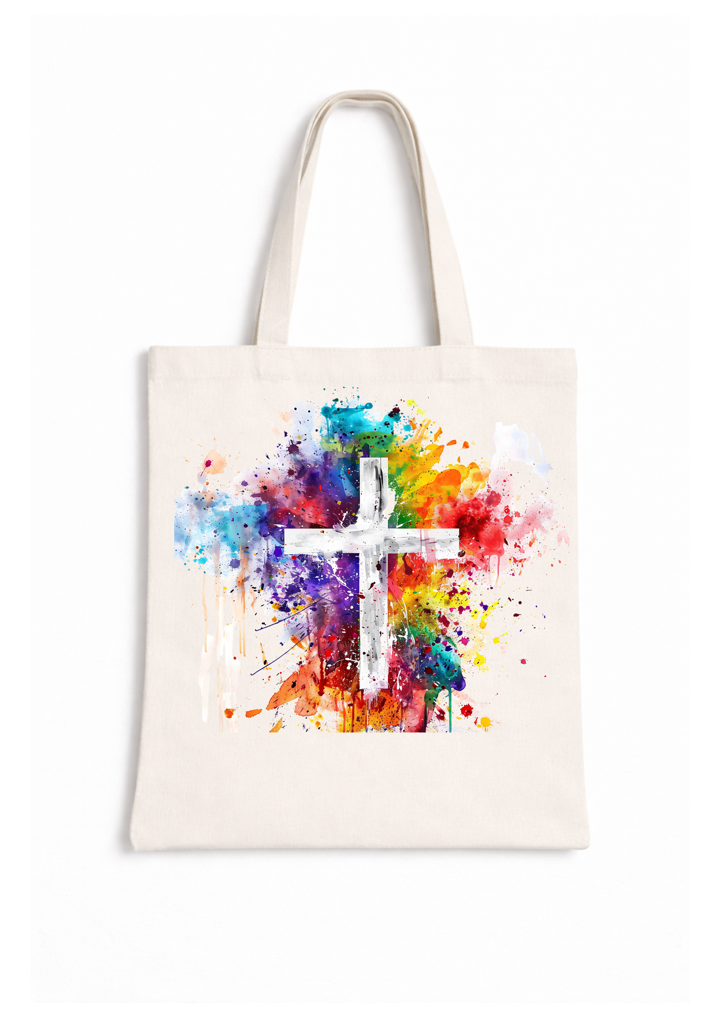Color Splash Cross - Canvas Tote Bag