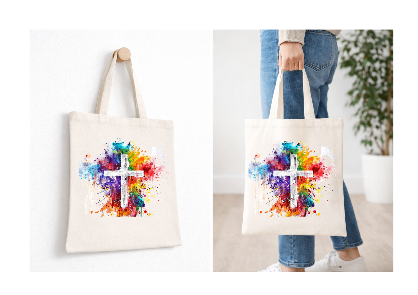 Color Splash Cross - Canvas Tote Bag