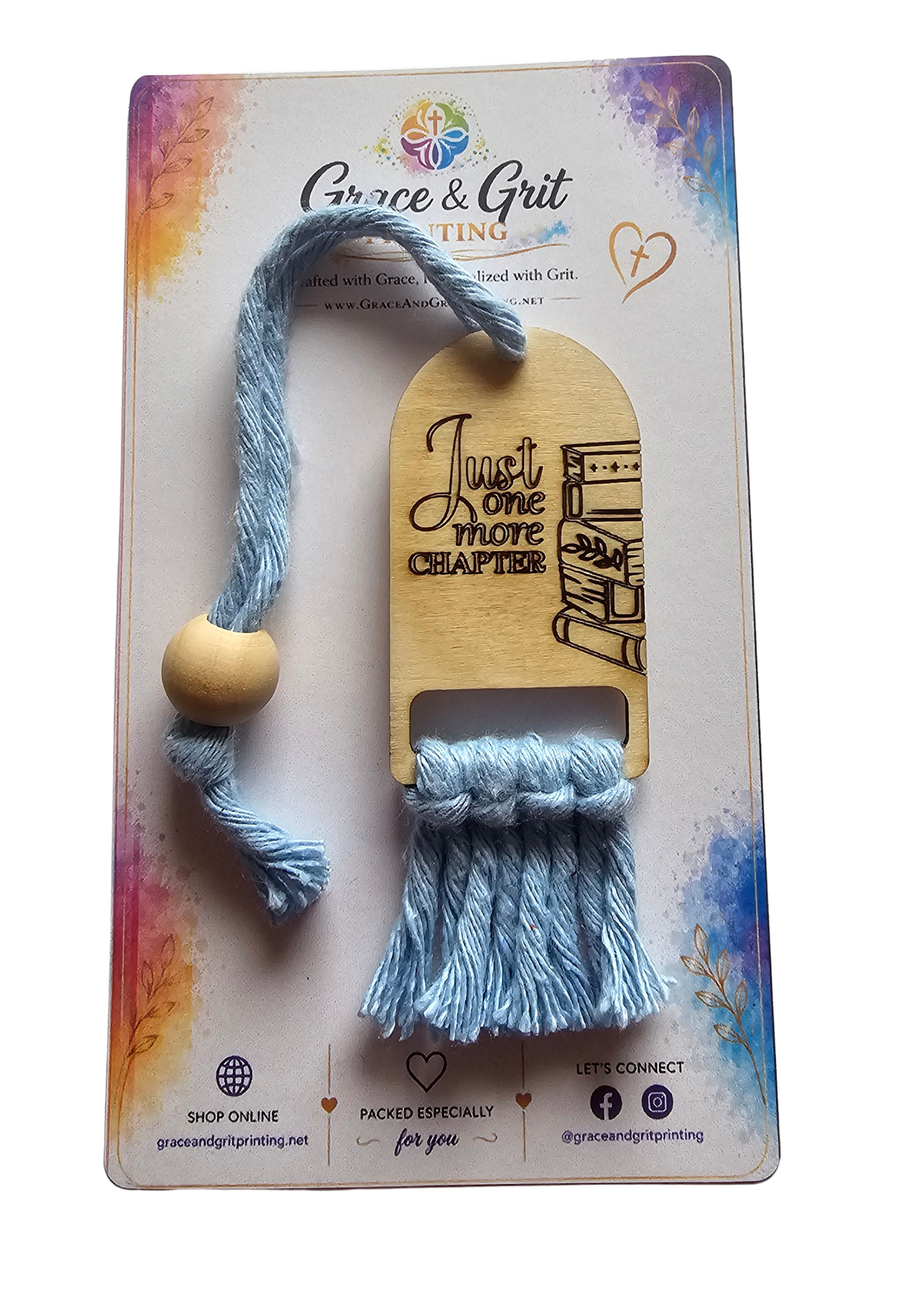 Just One More Chapter - Macramé Wooden Bookmark