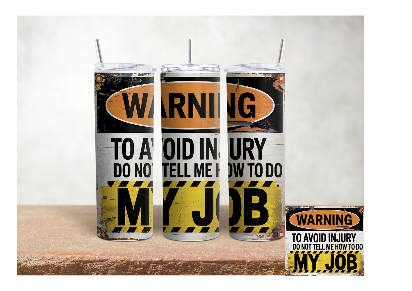 Warning Avoid Injury – 20oz Stainless Steel Insulated Tumbler
