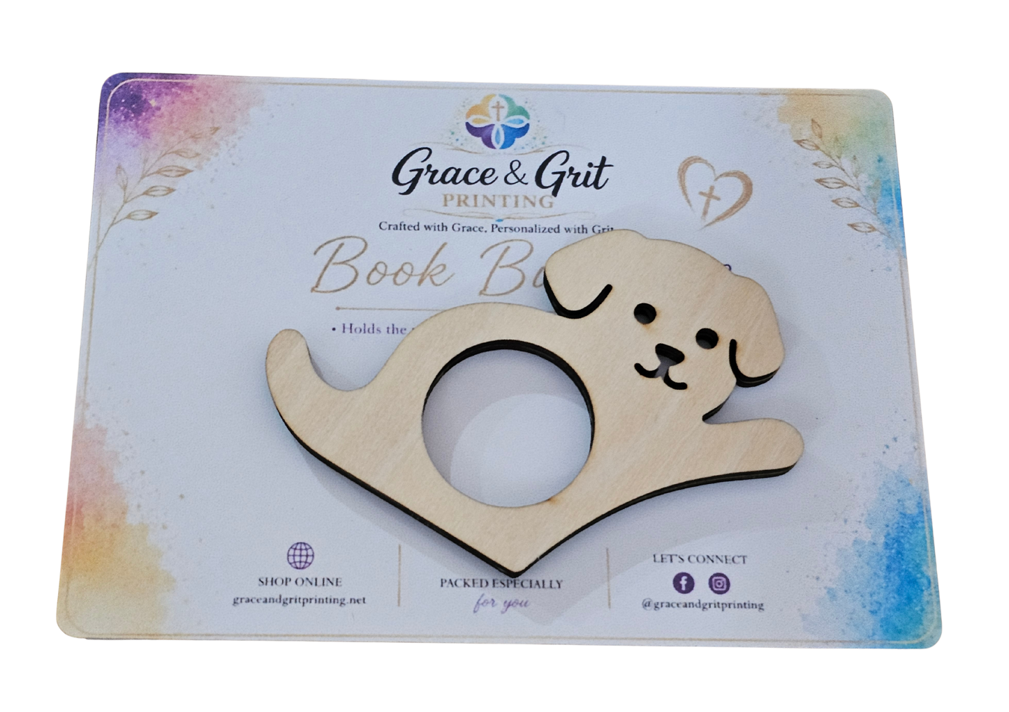 Pip the Puppy Book Buddy – Wooden Page Holder for Comfortable Reading