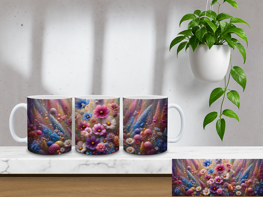 Vibrant Floral Burst – 11oz Coffee Mug