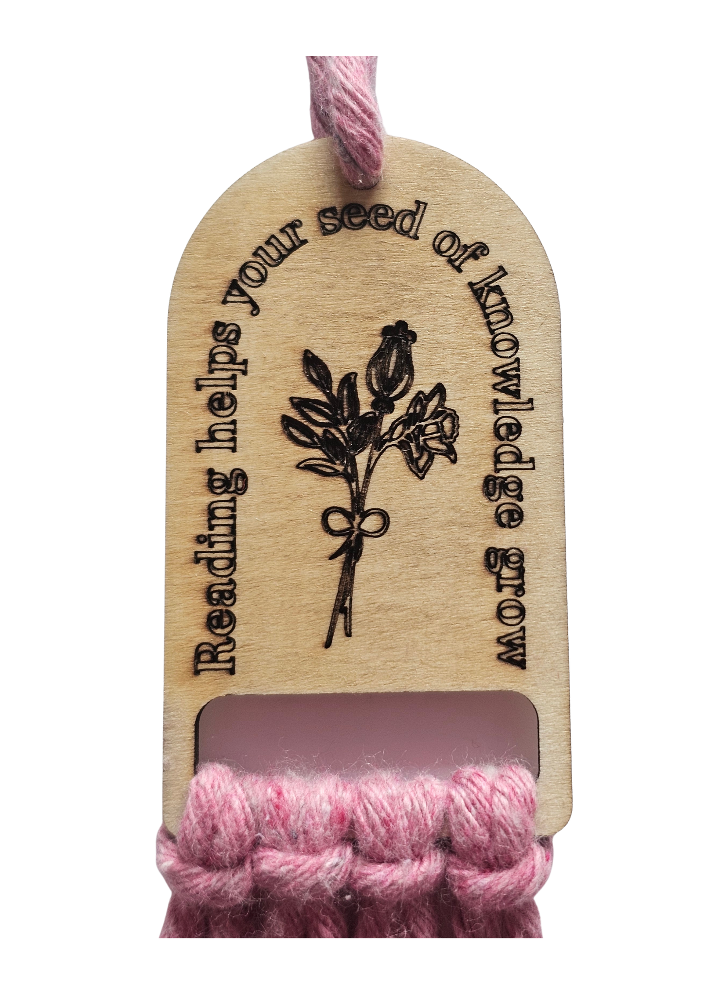 Reading Helps Your Seed Of Knowledge Grow - Macramé Wooden Bookmark