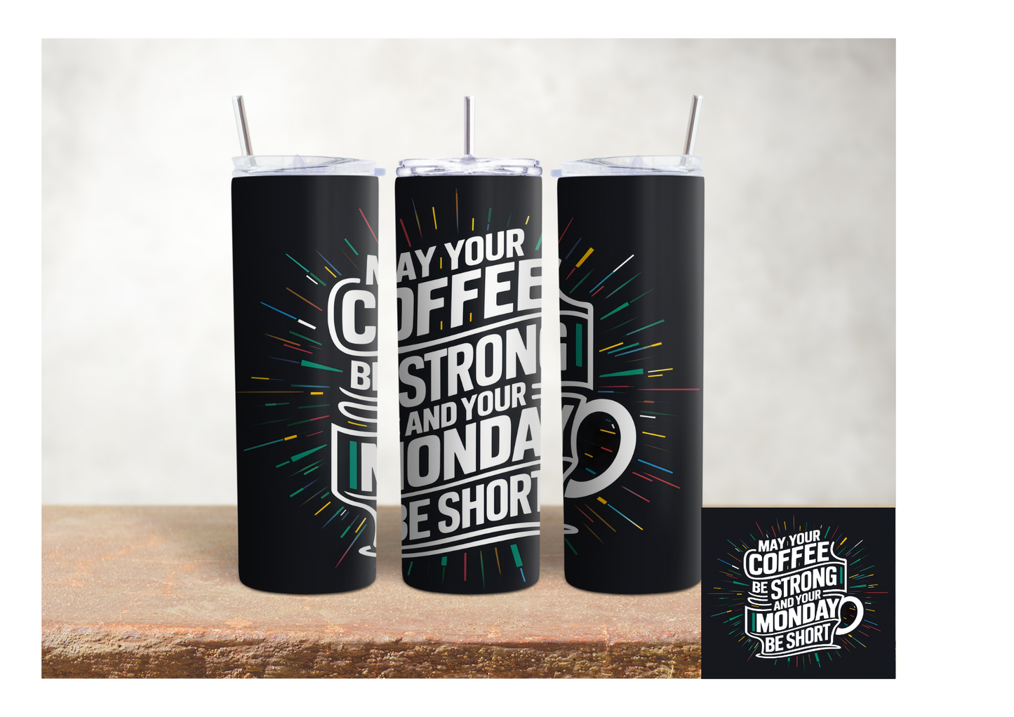 Que o Seu Café Seja Forte – Copo Térmico Isolado em Aço Inoxidável de 20oz