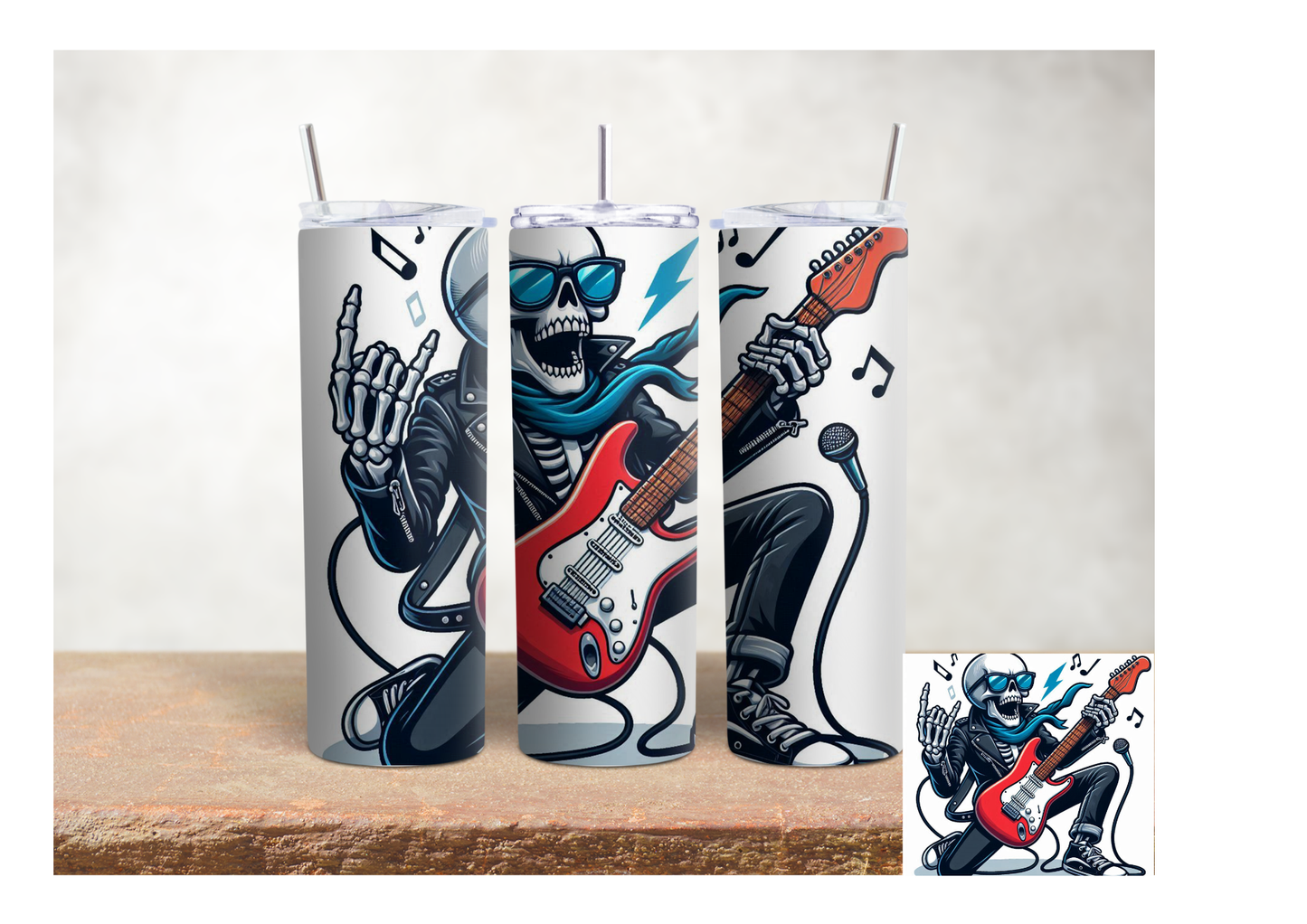 Skeleton Rock Guitarist – 20oz Stainless Steel Insulated Tumbler
