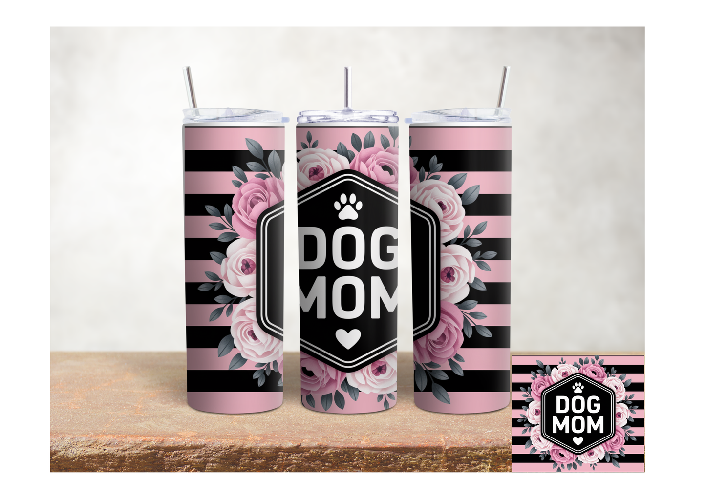 Dog Mom Pink Floral – 20oz Stainless Steel Insulated Tumbler