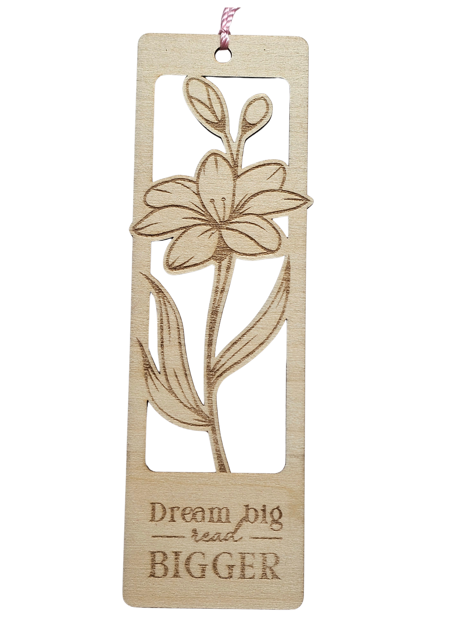 Dream Big, Read Bigger - Summer Floral Wooden Bookmark