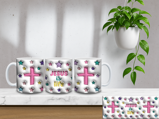 Jesus Is Life Bubble Art - 11oz Coffee Mug