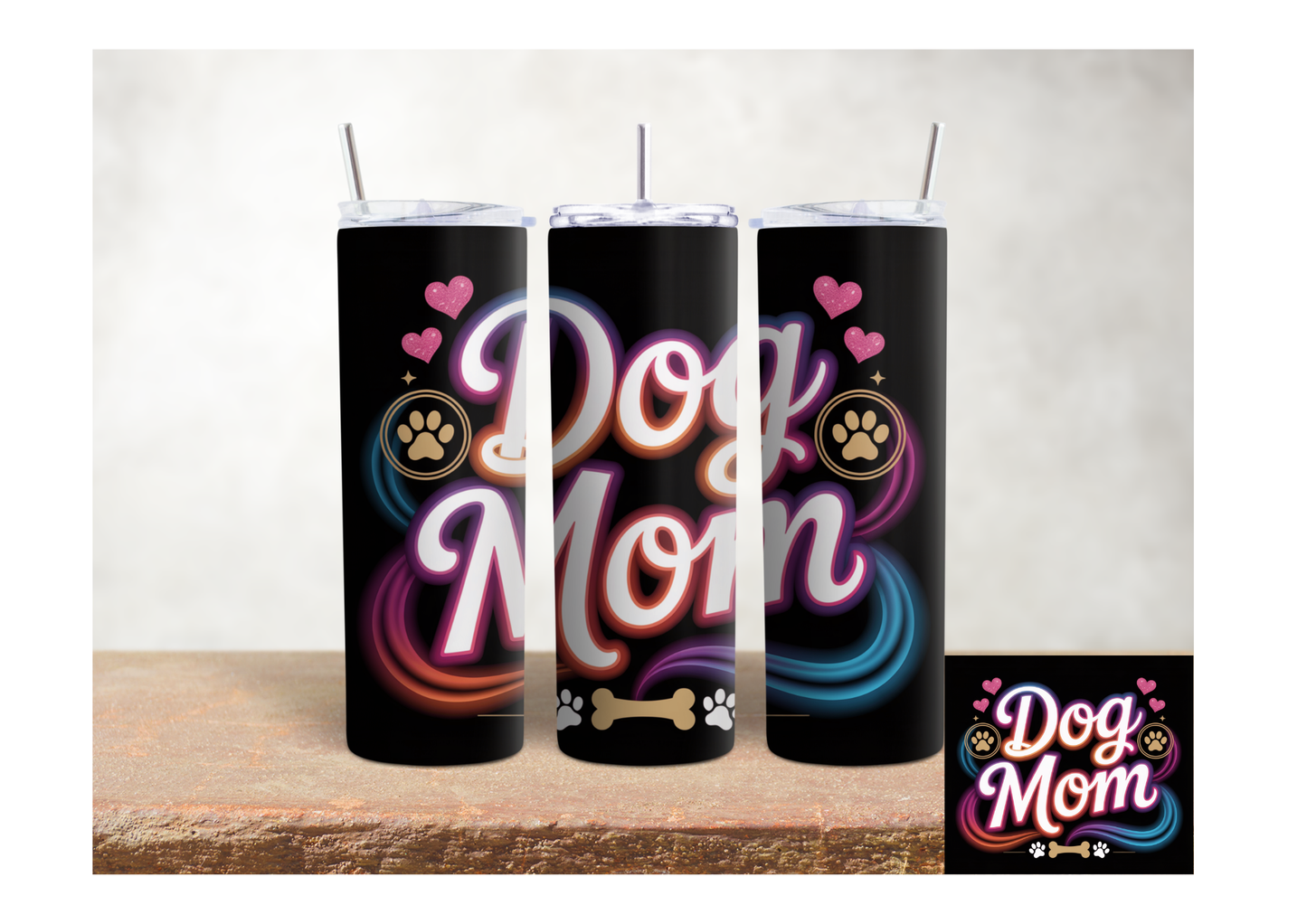 Dog Mom Neon – 20oz Stainless Steel Insulated Tumbler