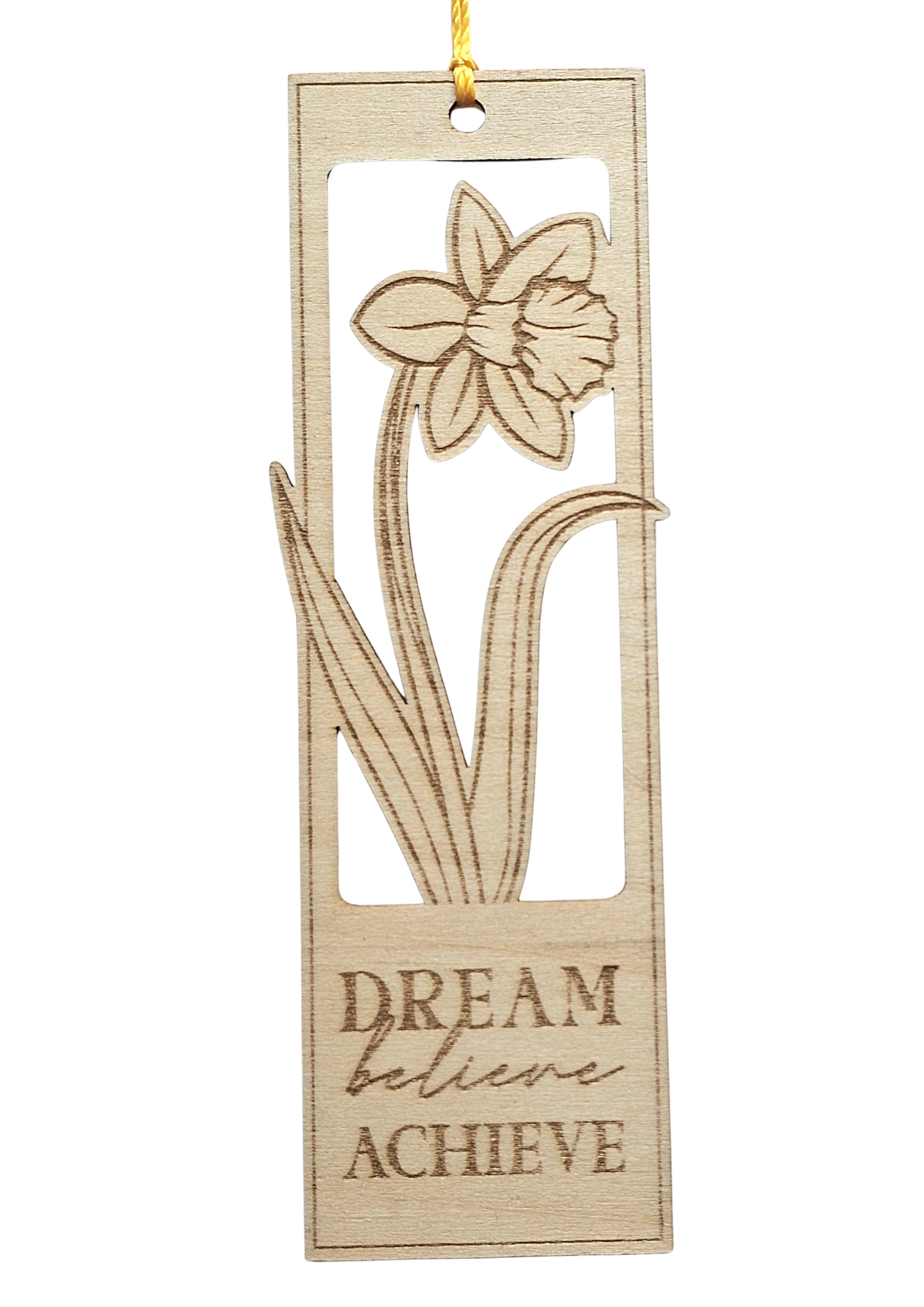 Dream, Believe, Achieve - Summer Floral Wooden Bookmark