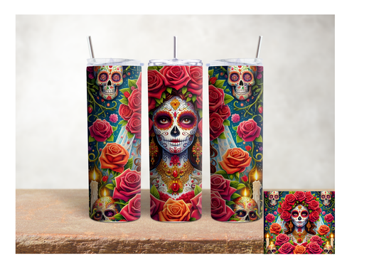 Sugar Skull Roses   – 20oz Stainless Steel Insulated Tumbler