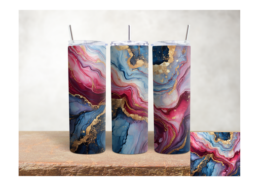 Pink & Blue Marble – 20oz Stainless Steel Insulated Tumbler