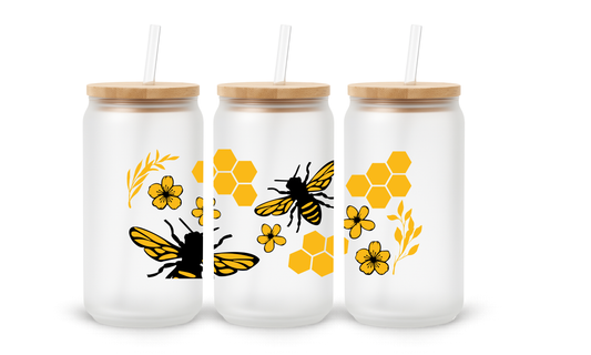 Abelhas e Margaridas - Copo de Vidro de 18oz