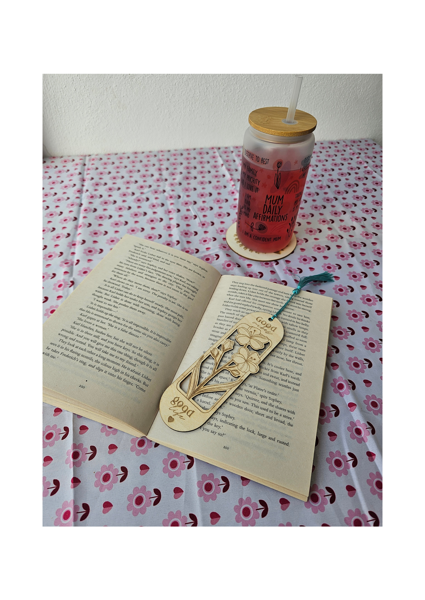 Good Vibes, Good Life - Summer Floral Wooden Bookmark