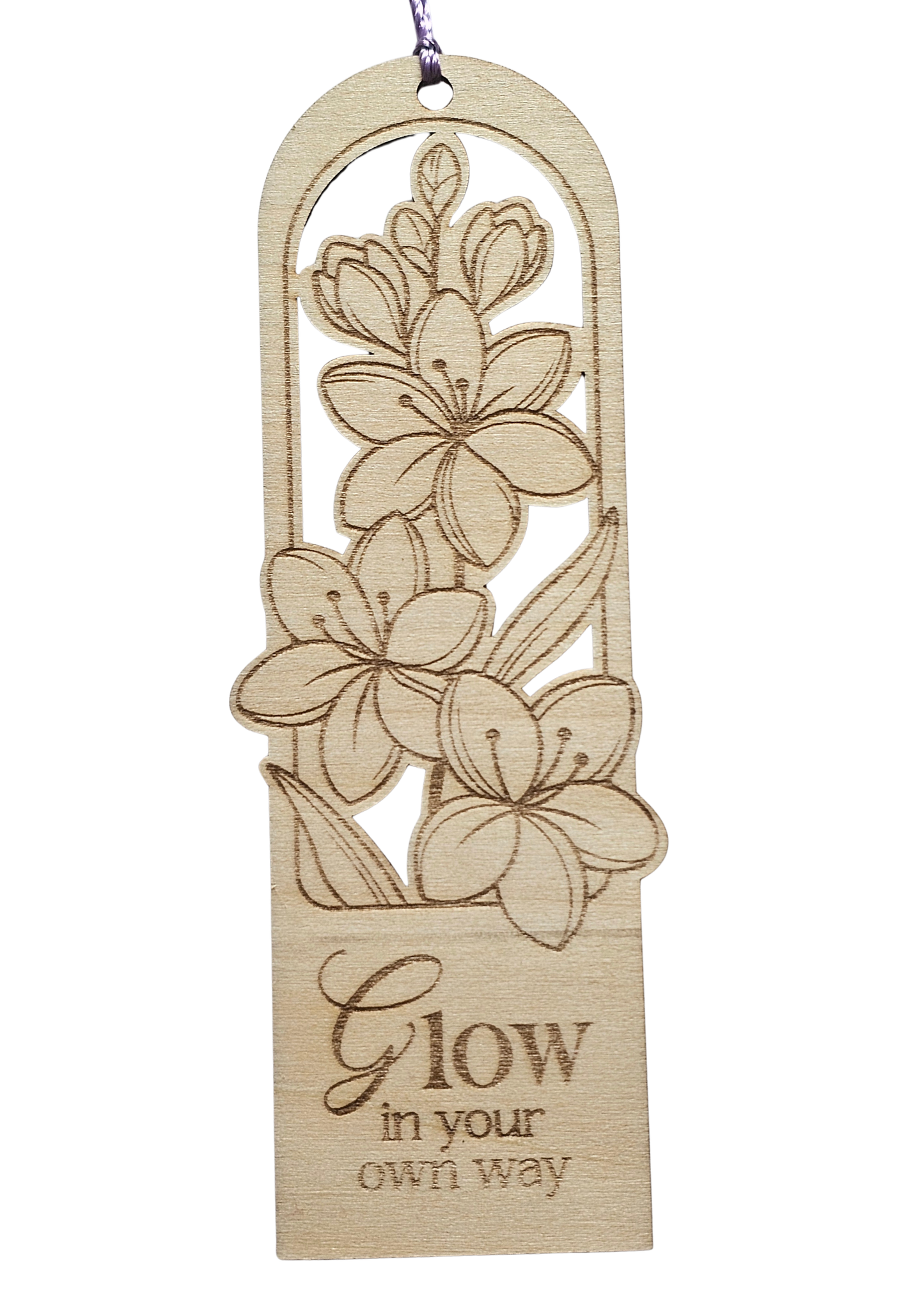 Glow Your Own Way - Summer Floral Wooden Bookmark