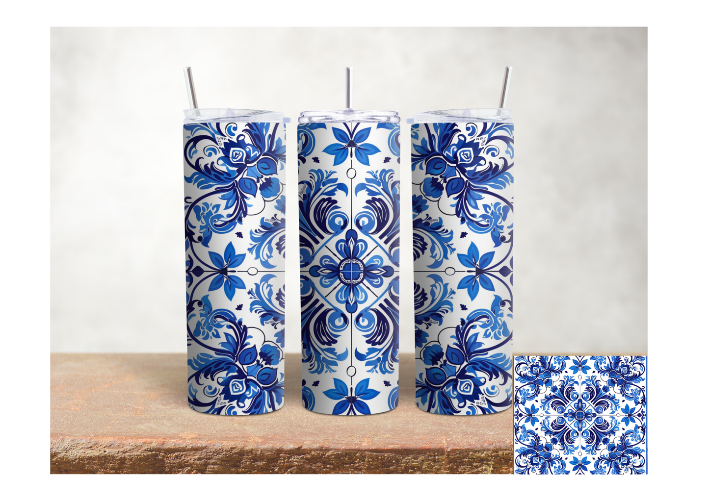 Azulejo Elegance – 20oz Stainless Steel Insulated Tumbler