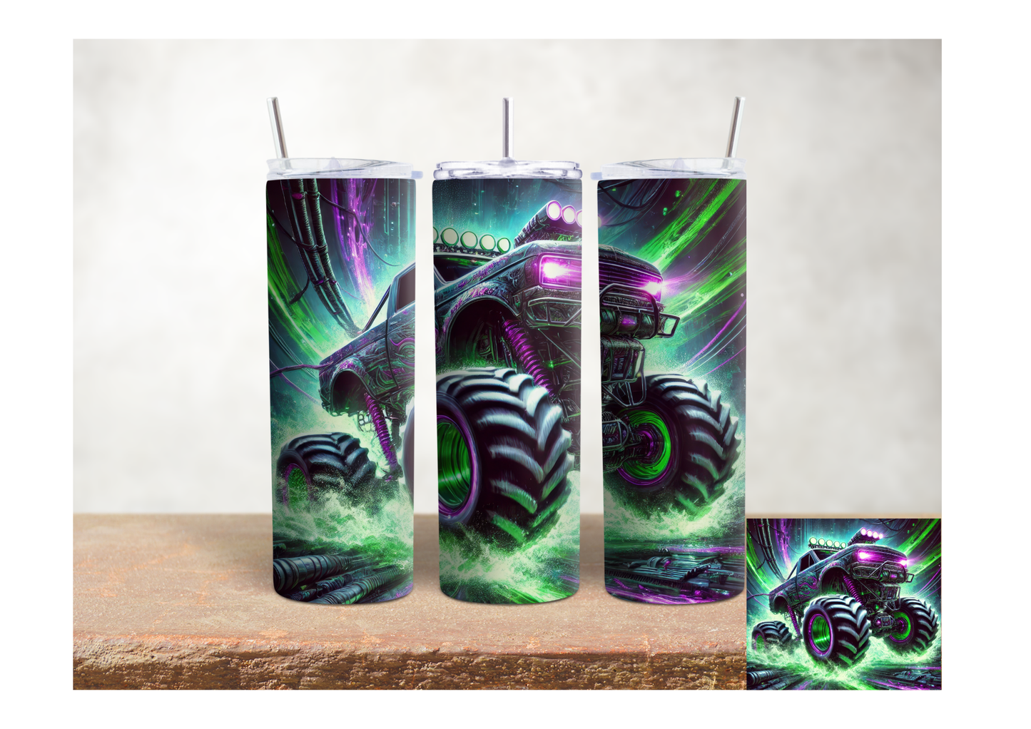 Neon Monster Truck  – 20oz Stainless Steel Insulated Tumbler