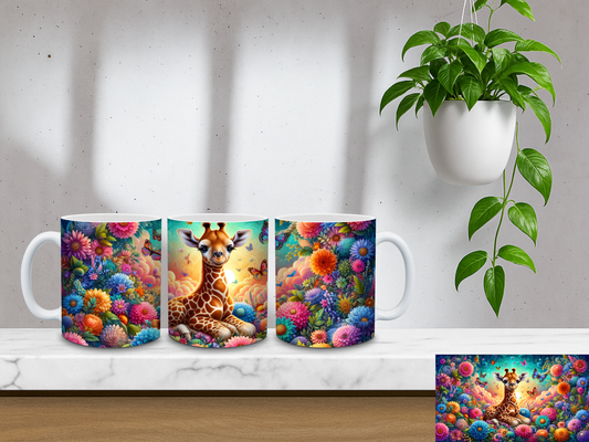Wildflower Giraffe Garden – 11oz Coffee Mug