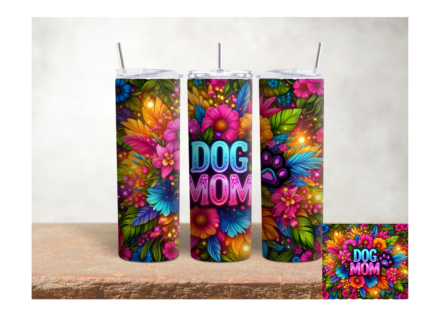 Colorful Floral Dog Mom – 20oz Stainless Steel Insulated Tumbler