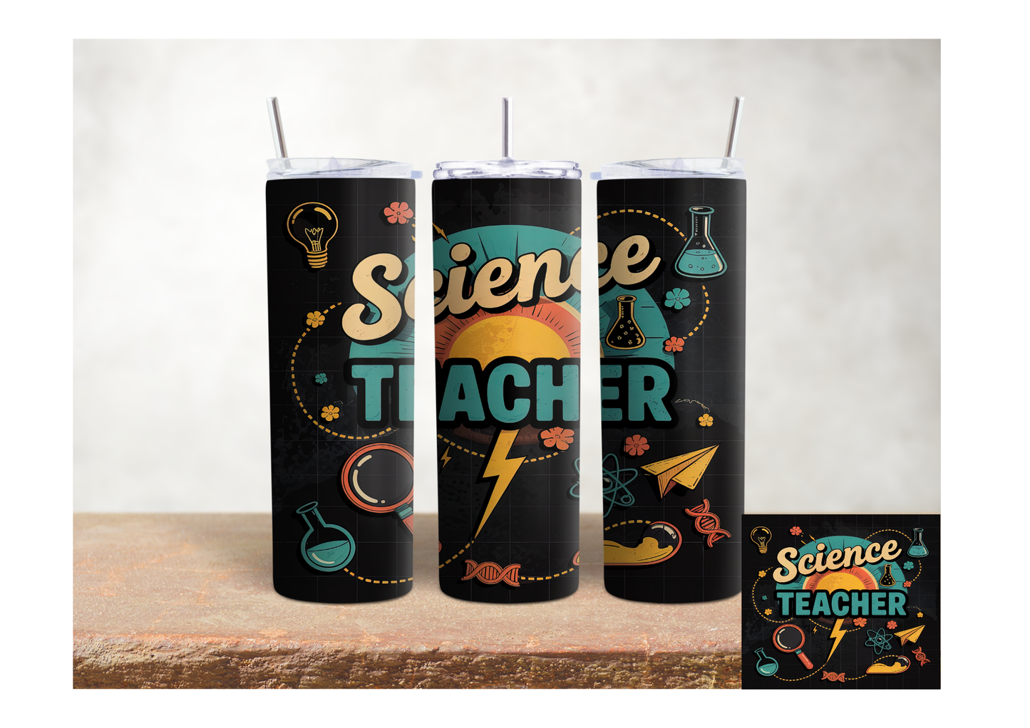 Retro Science Teacher – 20oz Stainless Steel Insulated Tumbler