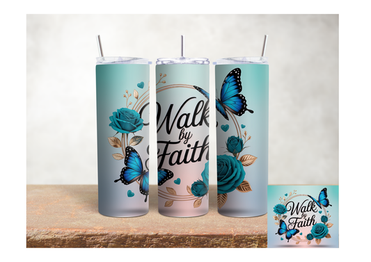 Walk by Faith Blue Rose – 20oz Stainless Steel Insulated Tumbler