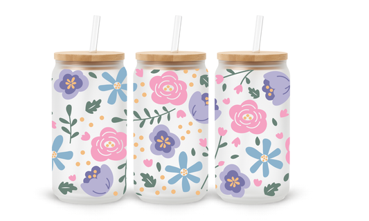 Flores Pastel - Copo de Vidro de 530ml