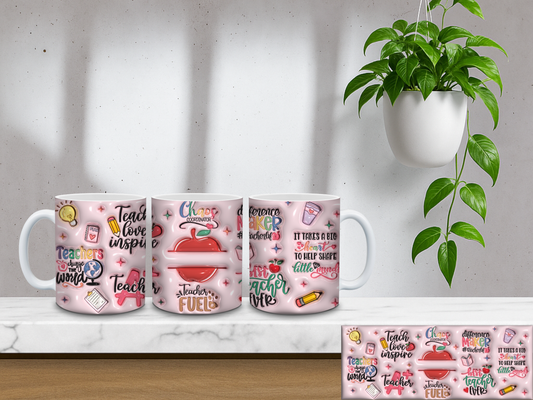 Teacher Fuel Affirmations Bubble Art Personalized - 11oz Coffee Mug