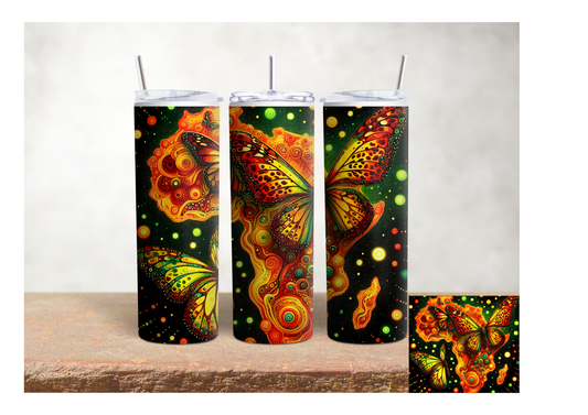 Glowing Butterfly Boho Art – 20oz Stainless Steel Insulated Tumbler