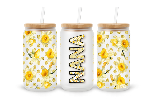 Nana Amarelo Floral - Copo de Vidro de 530ml
