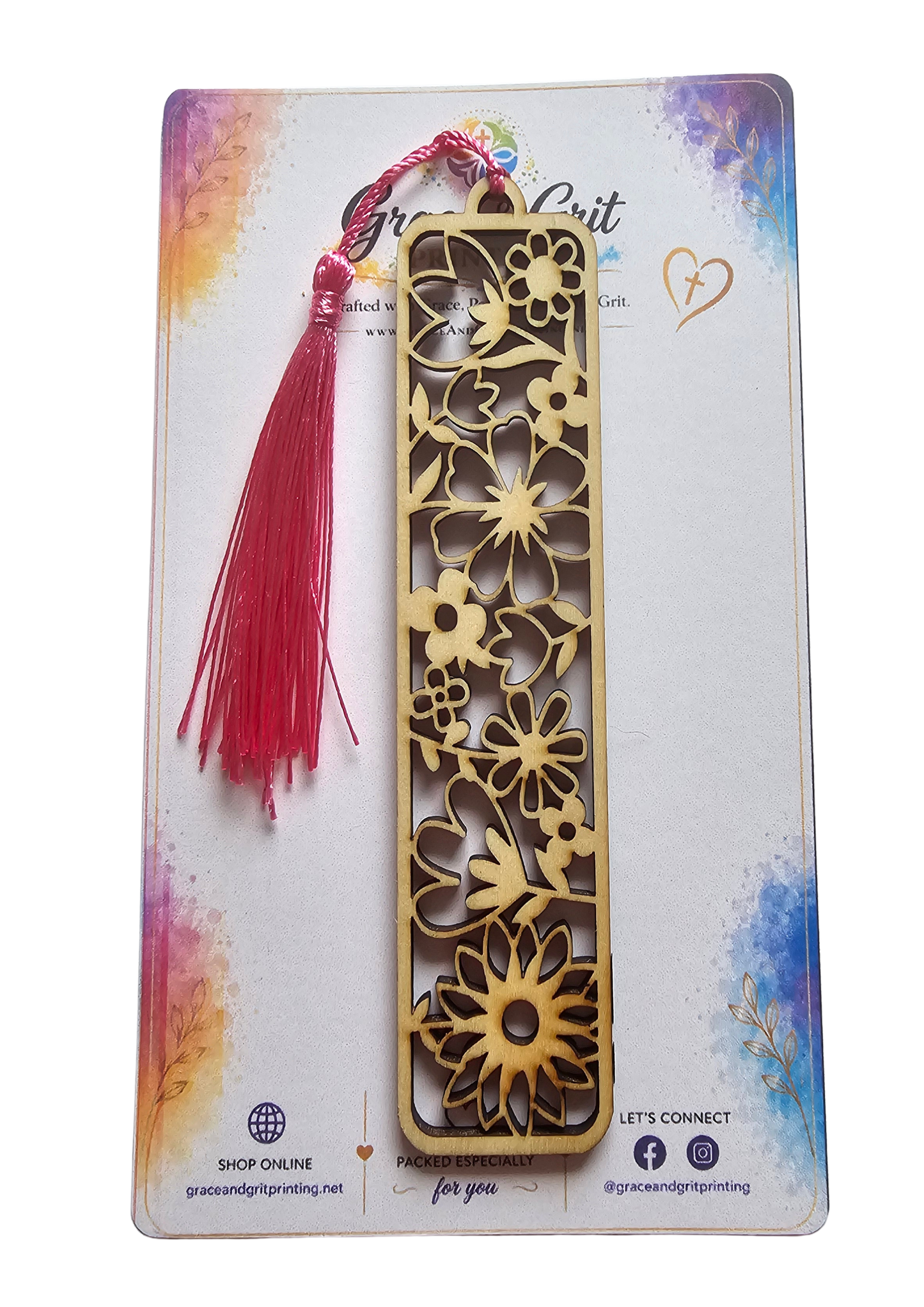 Wildflower Bloom - Lace Wooden Bookmark