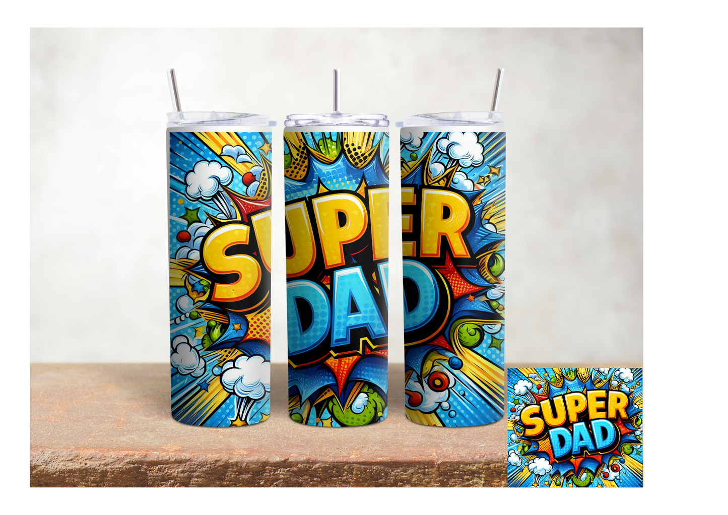 Super Dad Comic Hero – 20oz Stainless Steel Insulated Tumbler