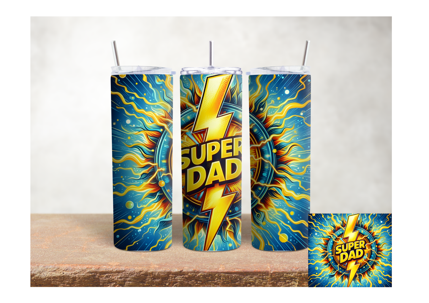 Super Dad Lightning Power – 20oz Stainless Steel Insulated Tumbler