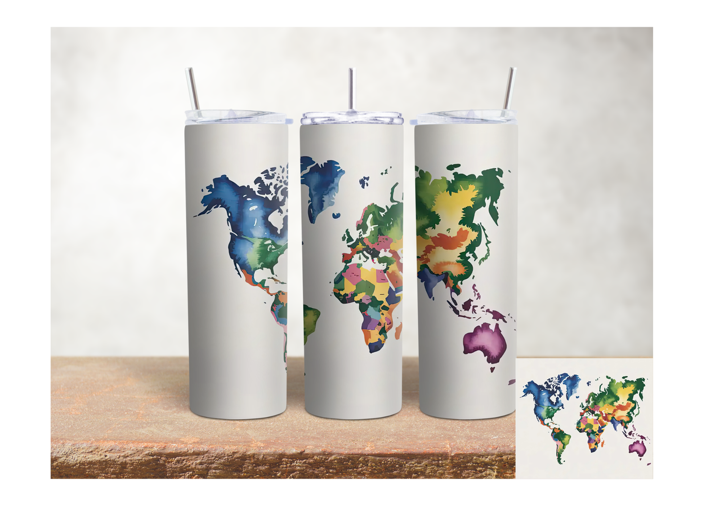 Colorful World Map – 20oz Stainless Steel Insulated Tumbler
