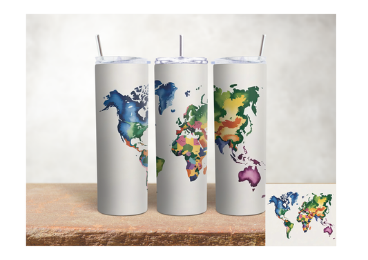 Colorful World Map – 20oz Stainless Steel Insulated Tumbler