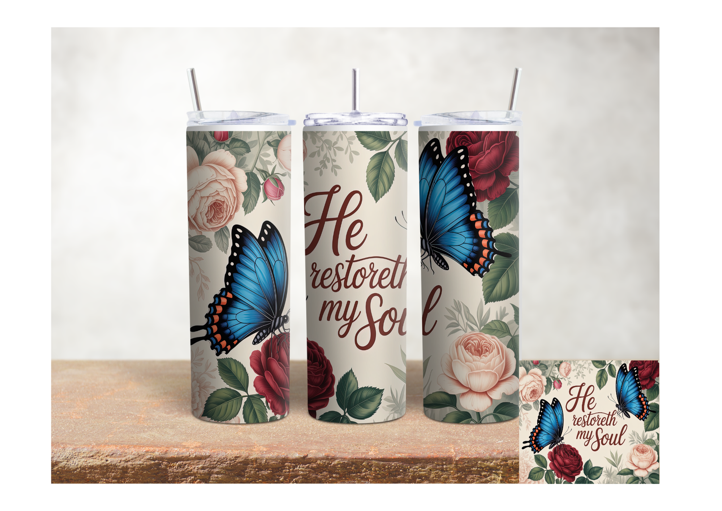 He Restores My Soul – 20oz Stainless Steel Insulated Tumbler