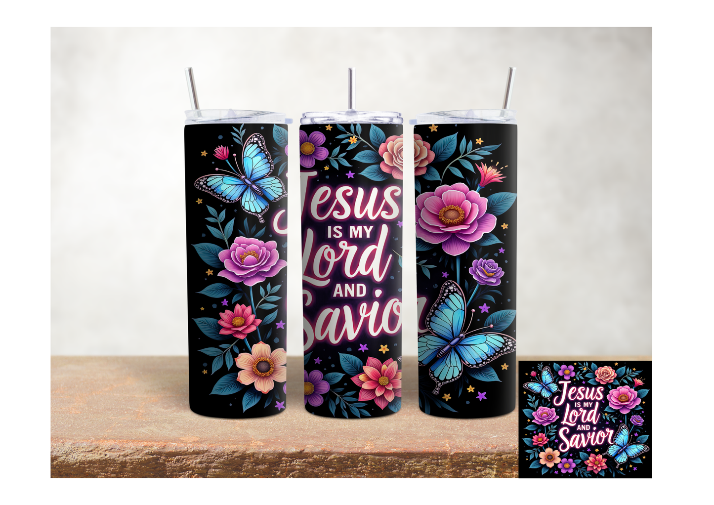 Jesus É o Meu Senhor e Salvador Noite Borboleta – Copo Térmico Inox 20oz