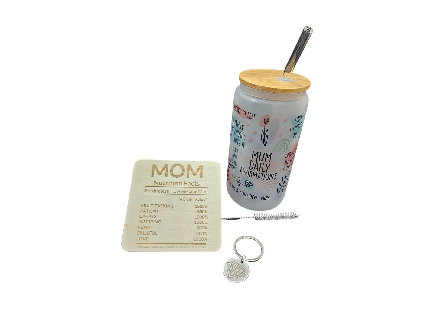 🌿 Mom Daily Affirmations, 18oz Frosted Glass Can Tumbler