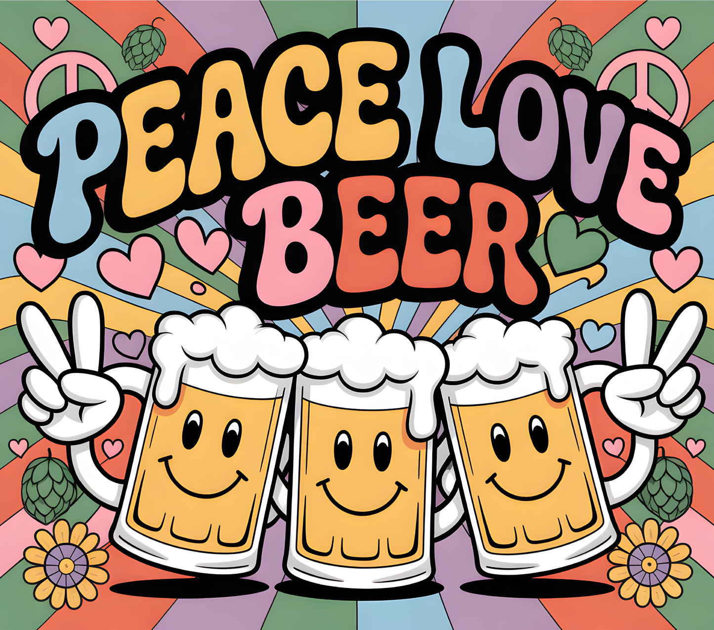 Peace Love Beer Retro   – 20oz Stainless Steel Insulated Tumbler