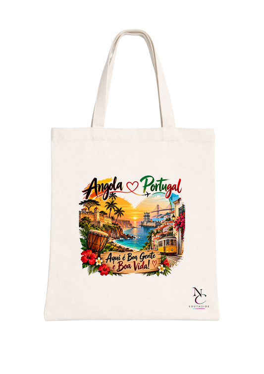 Angola to Portugal Link, Aqui é Boa Gente e Boa Vida! – Hello Africa Collection – Printed Tote Bag