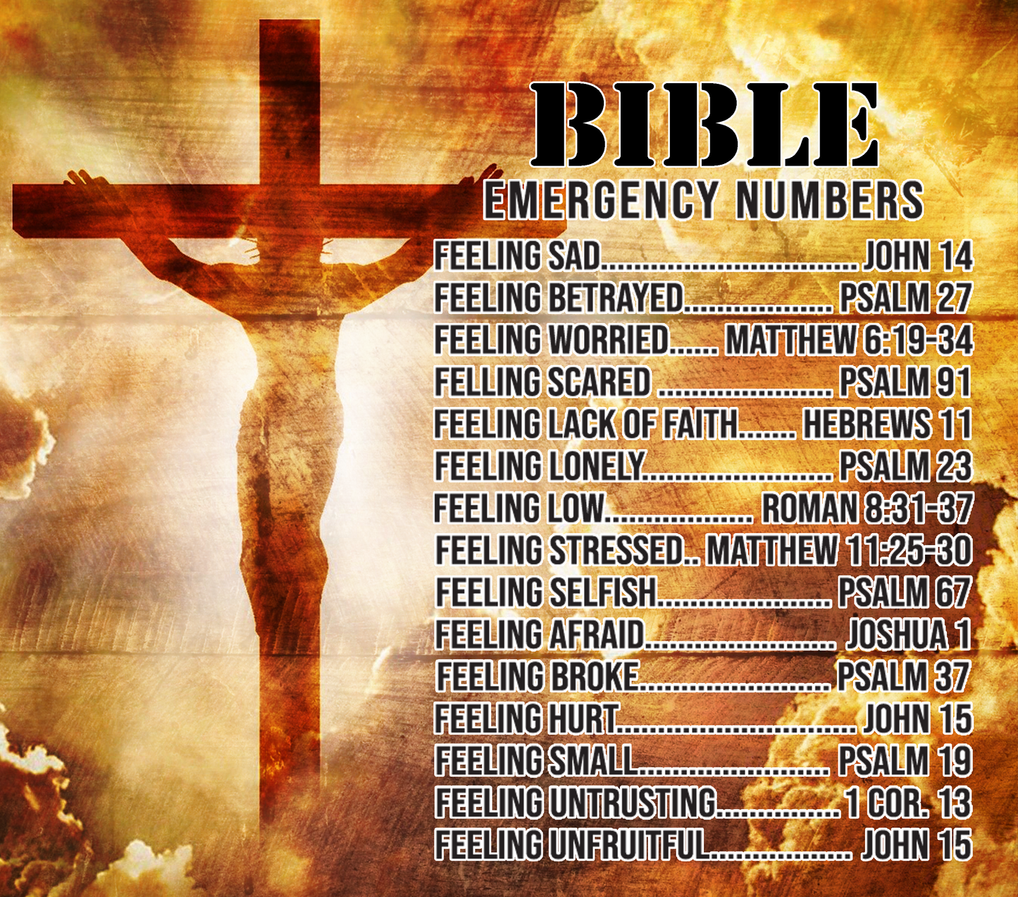 Bible Emergency Numbers with Cross – 20oz Stainless Steel Insulated Tumbler